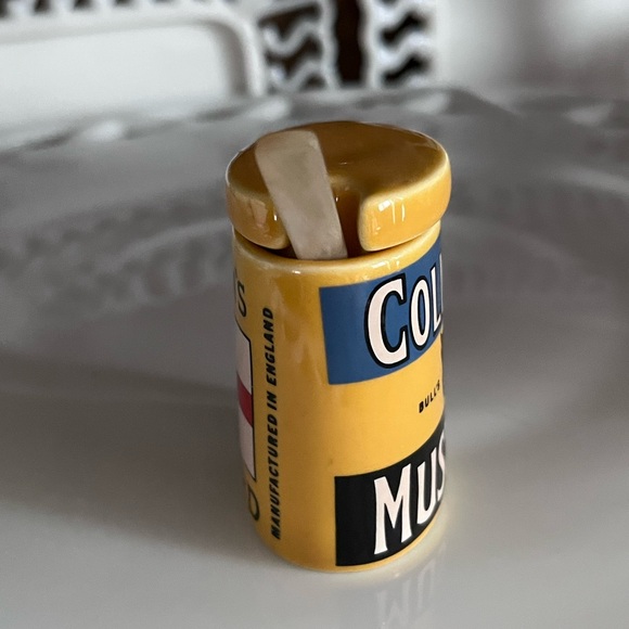 Vintage Ceramic Colman's Mustard Penny Pot with Mustard Spoon - Picture 2 of 11